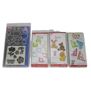 Sizzix Lot of 4 Stamp & Die and 3 Die Sets Corners, Architectural, Animals